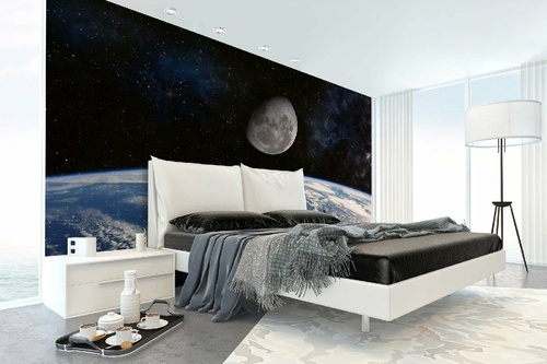 Vlies Fototapete - Erde und Mond 375 x 250 cm